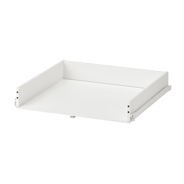 A white KONSTRUERA drawer. The drawer is square-shaped with a smooth design, suitable for cabinet storage. It is made of fibreboard and particleboard.