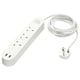 KOPPLA white multi-socket with 3 plugs and 2 usb ports. Compact and efficient design.