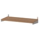 KUNGSFORS wooden shelf. Stainless steel brackets. Light brown. Rectangular shape. Modern design. Wall-mountable.