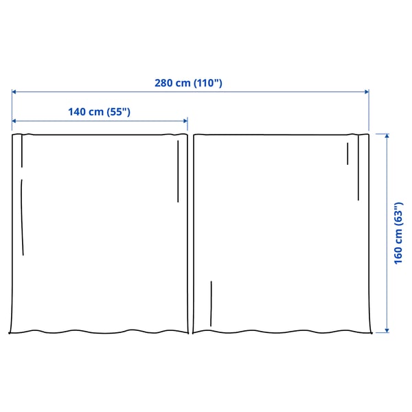 LENDA Curtains with tie-backs, 1 pair, off-white/with heading tape, 140x160 cm