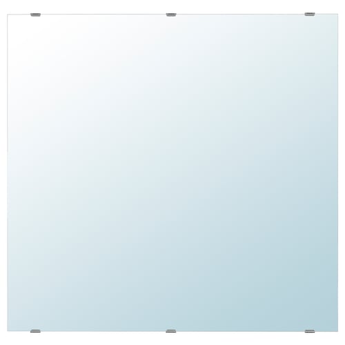 The LETTAN mirror in light blue, rectangular, glass with plastic foil, wall-mounted.
