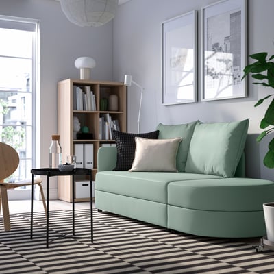 LINDÅKRA 2-seat sofa-bed, Vissle light grey-green