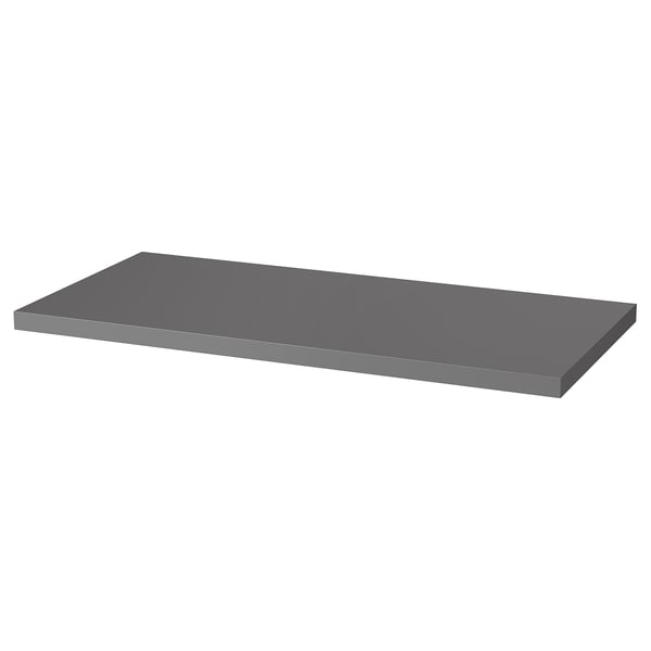 A dark grey LINNMON table top. Rectangular, sleek design, flat surface.