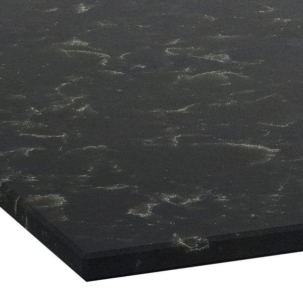 LOCKEBO Custom made worktop, black marble effect/glass composite, 1 m²x2.0 cm
