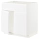 White METOD kitchen unit. Square shape, modern minimalist design. Plastic and particleboard.