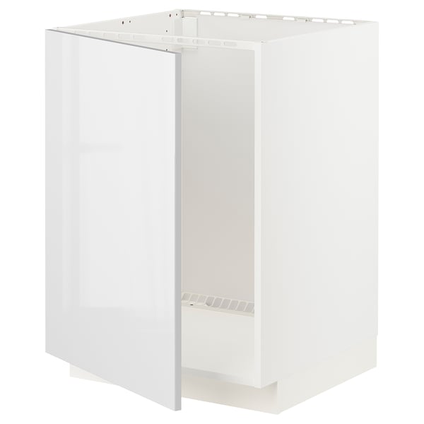 A white high-gloss kitchen cabinet from the METOD system; modern, rectangular, with clean lines.