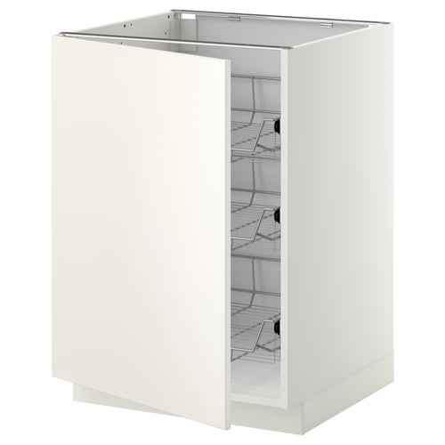 METOD kitchen unit: white, square, wire baskets