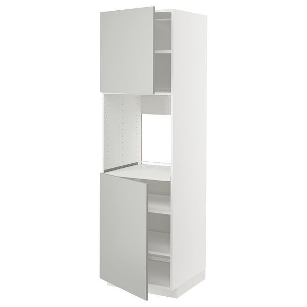 METOD white kitchen cabinet with light grey doors, square shape, modern design.