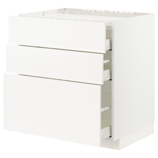 White METOD kitchen unit with drawers.