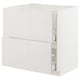 A white METOD kitchen cabinet with a smooth, modern design and a built-in drawer system.
