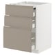 METOD kitchen unit with grey-beige drawers and white frame, rectangular and modern design.