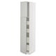 A white METOD tall kitchen cabinet with a modern, minimalist design. It has a rectangular shape and multiple shelves inside.