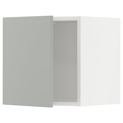 A grey, modern cabinet from the METOD kitchen system. The cabinet is rectangular with a sleek, light grey finish and a flat surface.