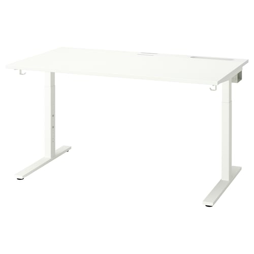 MITTZON desk: white, adjustable height, rectangular top, sturdy legs, modern design.