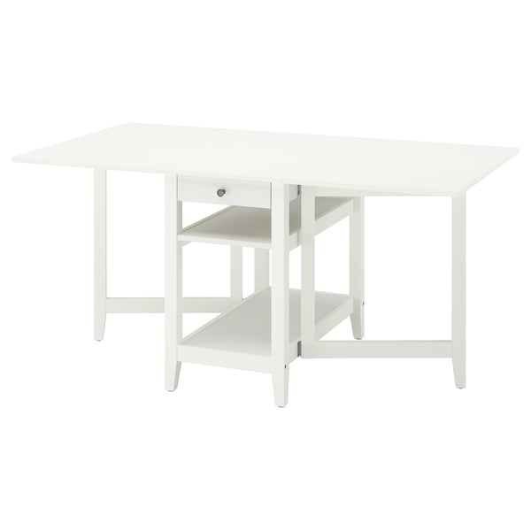 Ikea NÄSINGE white gateleg table with storage, rectangular.