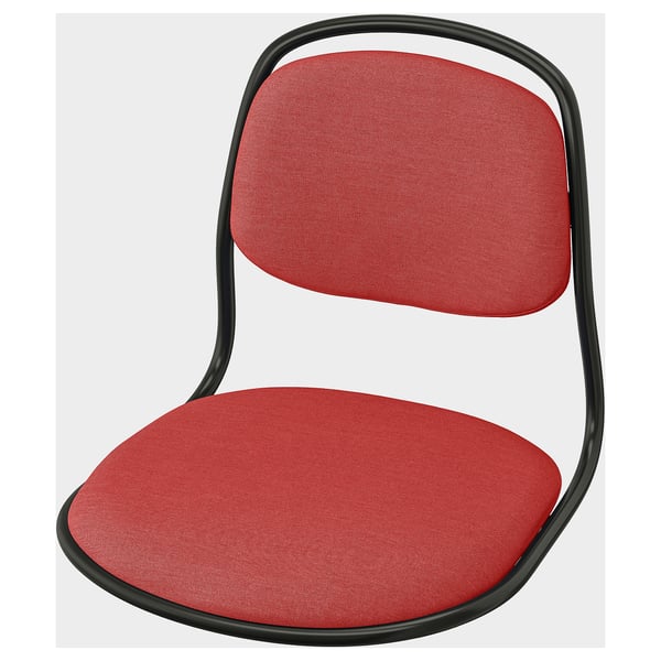 ÖRFJÄLL red chair, sleek black frame, curved back & seat, comfort foam, adjustable height.