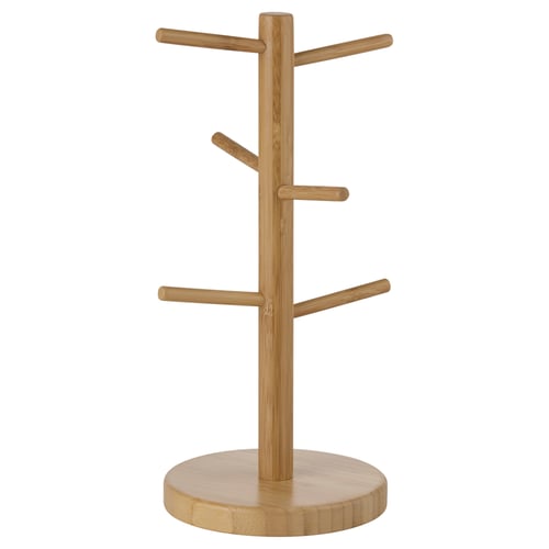 OSTBIT bamboo mug rack, round base, three tiers, natural wood colour.