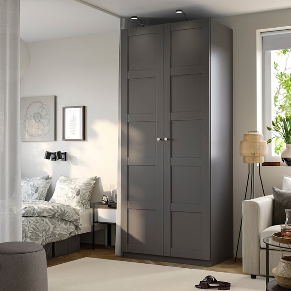 PAX / BERGSBO Wardrobe combination, dark grey/dark grey, 100x60x236 cm