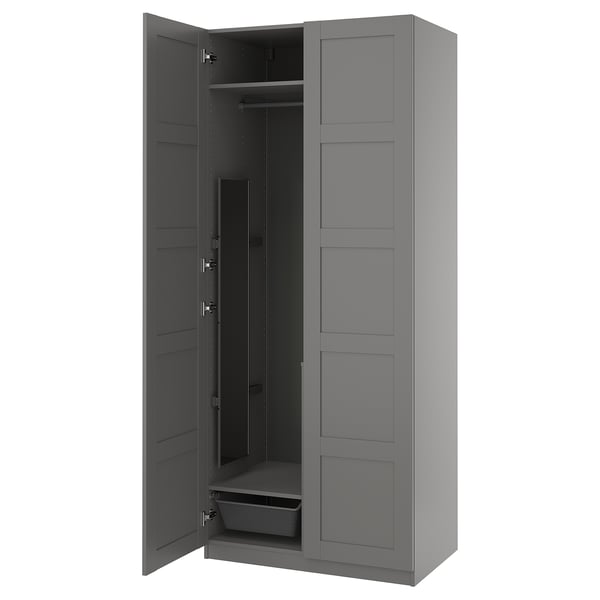 PAX / BERGSBO Wardrobe combination, dark grey/dark grey, 100x60x236 cm
