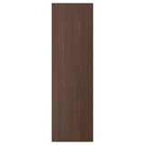 A dark brown wooden panel with visible wood grain texture, likely representing a cabinet or drawer front made of oak veneer with a solid wood edge.
