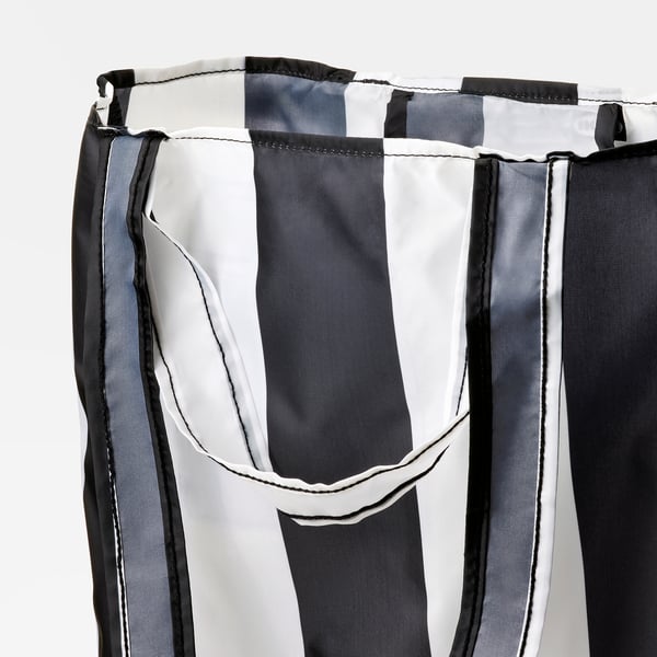 Close-up of SKYNKE bags sturdy, recycled fabric, showcasing intricate stitching and durable handles.