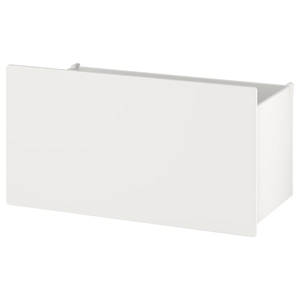 White SMÅSTAD box with castors, minimalist design.