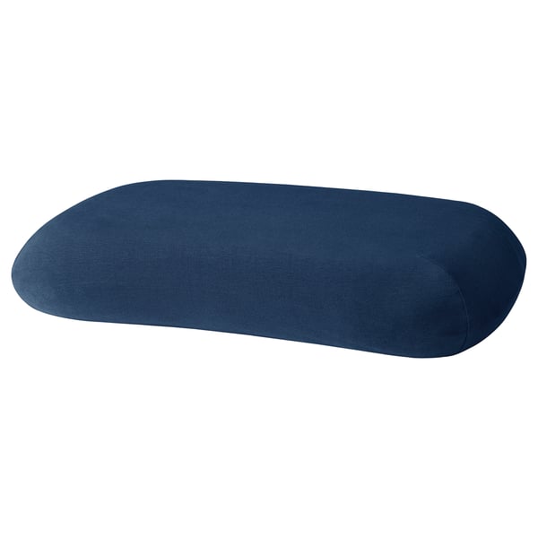 A blue TÖCKENFLY pillowcase, designed with an elastic edge for easy use and a soft, durable cotton material.