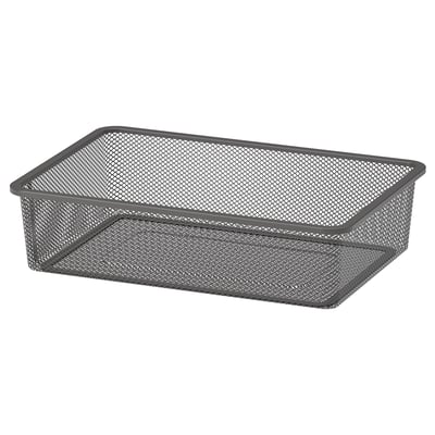 A TROFAST grey mesh storage box. Its rectangular with a wire design, perfect for organising items.
