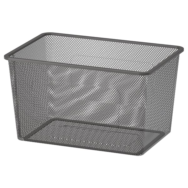 TROFAST storage container, grey, mesh design, rectangular, sturdy metal.