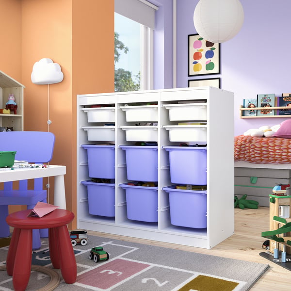TROFAST Storage combination with boxes, room divider/white lilac, 99x44x95 cm