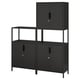 A TROTTEN black metal storage cabinet with adjustable shelves.
