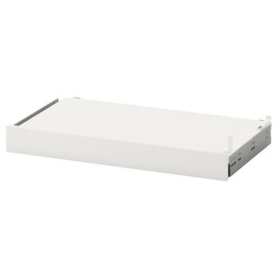 A white UTRUSTA pull-out shelf with galvanised steel runners, designed for kitchen storage.