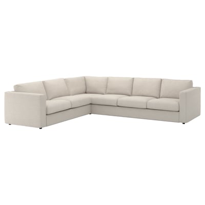 L-shaped VIMLE sofa, light beige, tweed fabric, modular design.