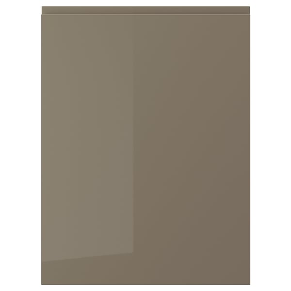 VOXTORP dark grey-brown glossy cabinet door with sleek, modern design.