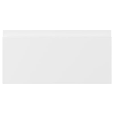 VOXTORP white drawer fronts, sleek, matte, integrated handles, modern design.