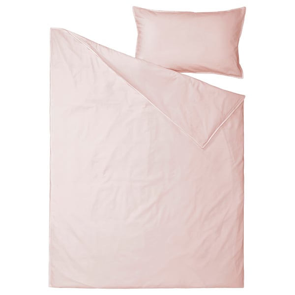 ÄNGSLILJA Sarung duvet dan sarung bantal, merah jambu lembut, 150x200/50x80 cm