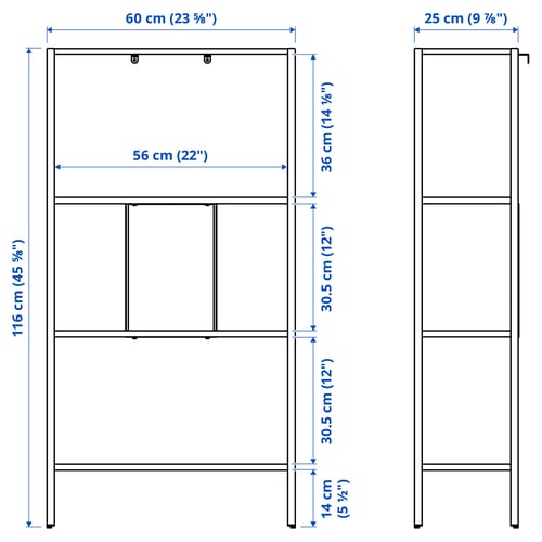 BAGGEBO Unit rak, logam/putih, 60x25x116 cm