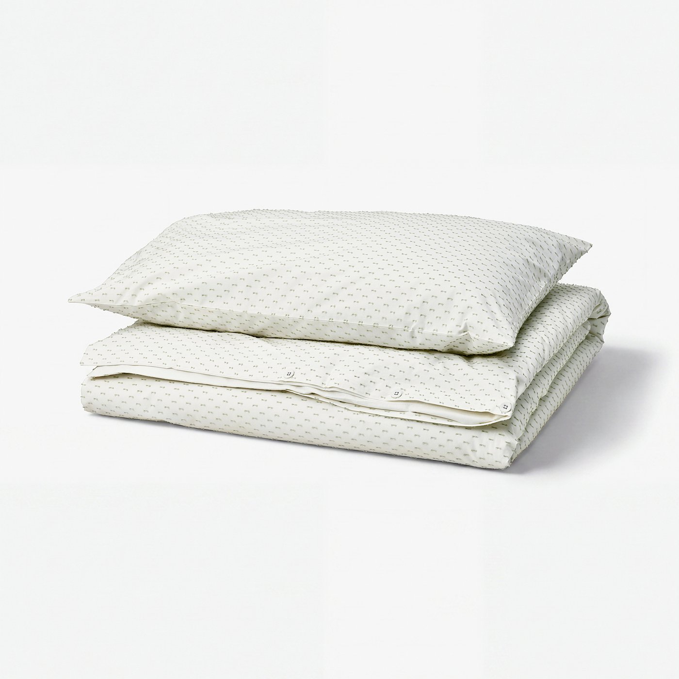BANDKNIPPE Sarung duvet dan sarung bantal, putih/hijau, 150x200/50x80 cm