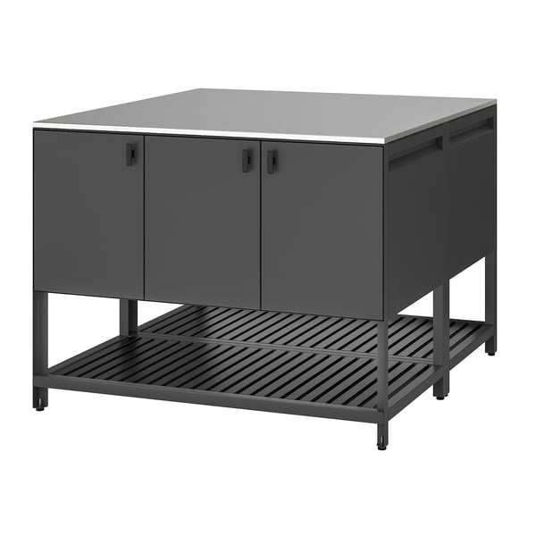 BÅTSKÄR Pulau dapur luar, kelabu gelap, 120x120 cm