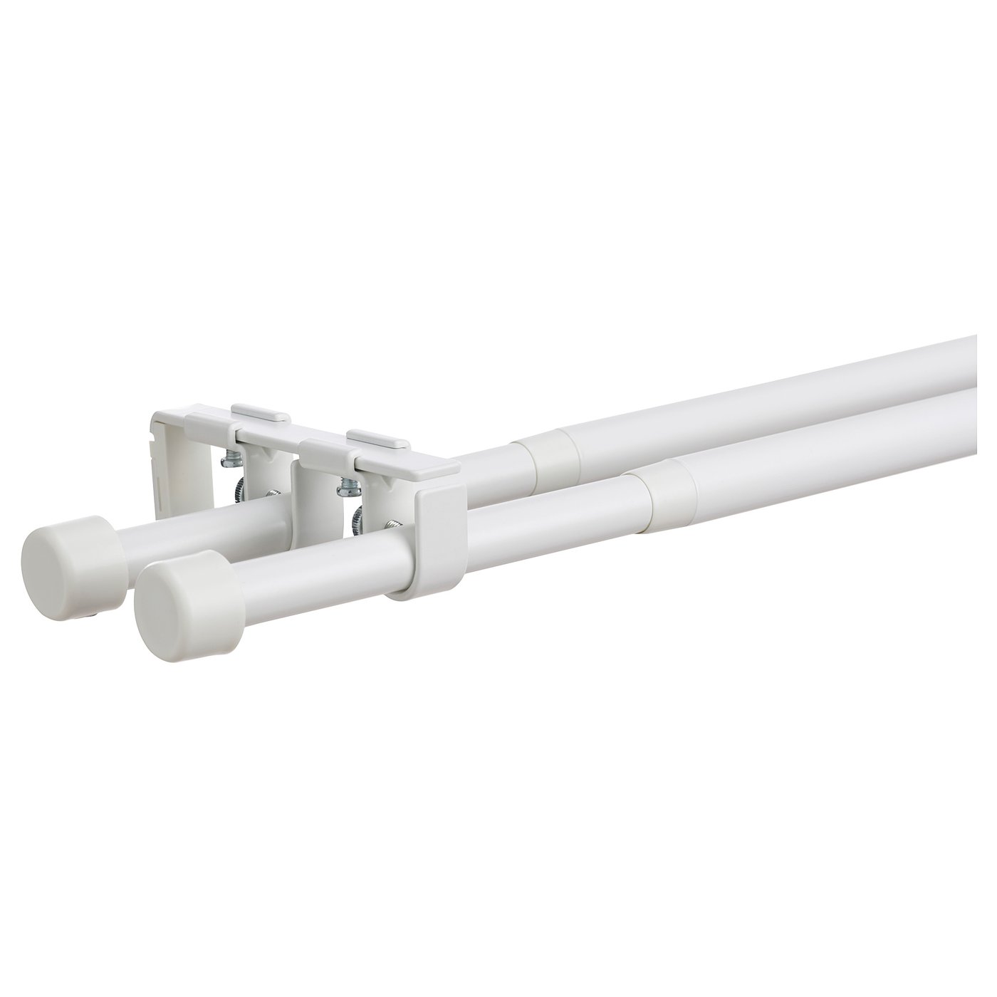 BEKRÄFTA Set rod dua langsir, putih, 120-210 cm 19 mm