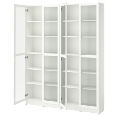 BILLY / OXBERG Rak buku, putih/kaca, 160x30x202 cm