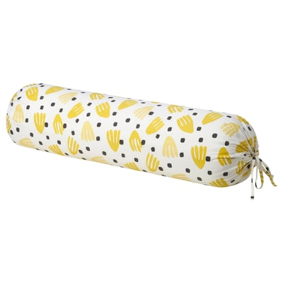 BRUKSVARA Sarung bantal peluk, kuning/putih, 38x110 cm