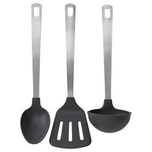 DALAFÅR Set 3 unit peralatan dapur, keluli tahan karat/hitam kelabu