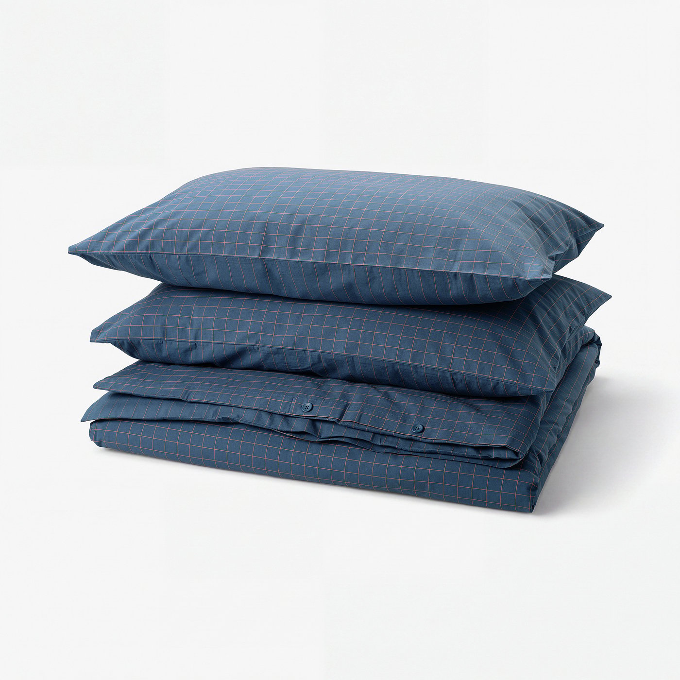DOFTAKLEJA Sarung duvet dan 2 sarung bantal, biru gelap/coklat muda, 200x200/50x80 cm
