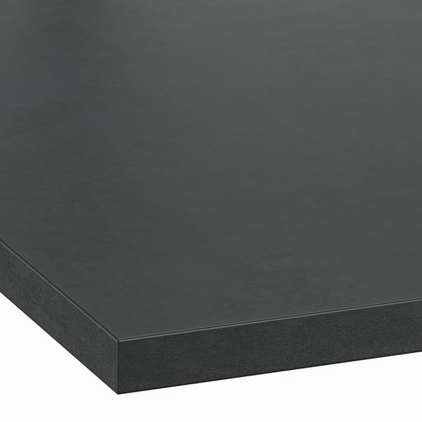 EKBACKEN Permukaan kerja, hitam/berlamina, 246x2.8 cm