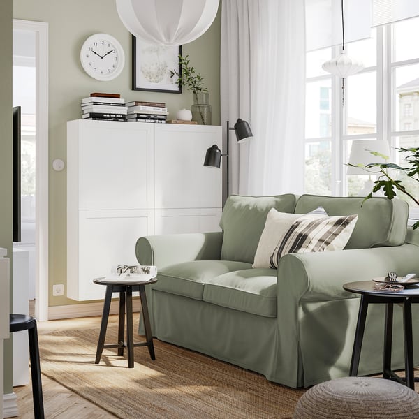 EKTORP Sofa 2 tempat duduk, Hakebo kelabu-hijau
