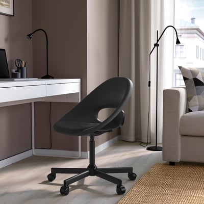 ELDBERGET / MALSKÄR Kerusi pusing + pelapik, kelabu gelap/hitam