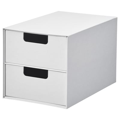 FJÄDERHARV Kotak mini dengan 2 laci, putih, 16x25 cm