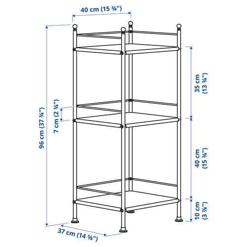 FRÖSJÖN Unit para-para, hitam, 40x96 cm