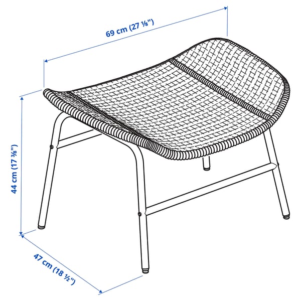 FRYKSÅS Kerusi berlengan, tempat letak kaki, rotan/Risane asli